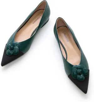 C.Paravano Flat Shoes for Women | Pointed Toe Shoes for Women | Women Pumps | Women's Flats | Pointed Toe Flats | Slip on Shoes Ballet Flats (Size 11.5,Green)