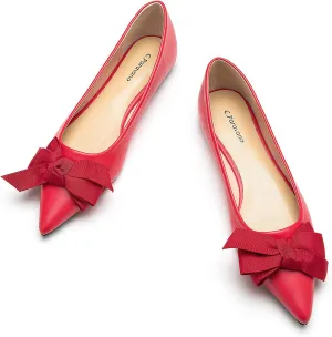C.Paravano Pointy Bow Flats Women's Flats Comfortable Stylish Slip-On Shoes for Casual and Office