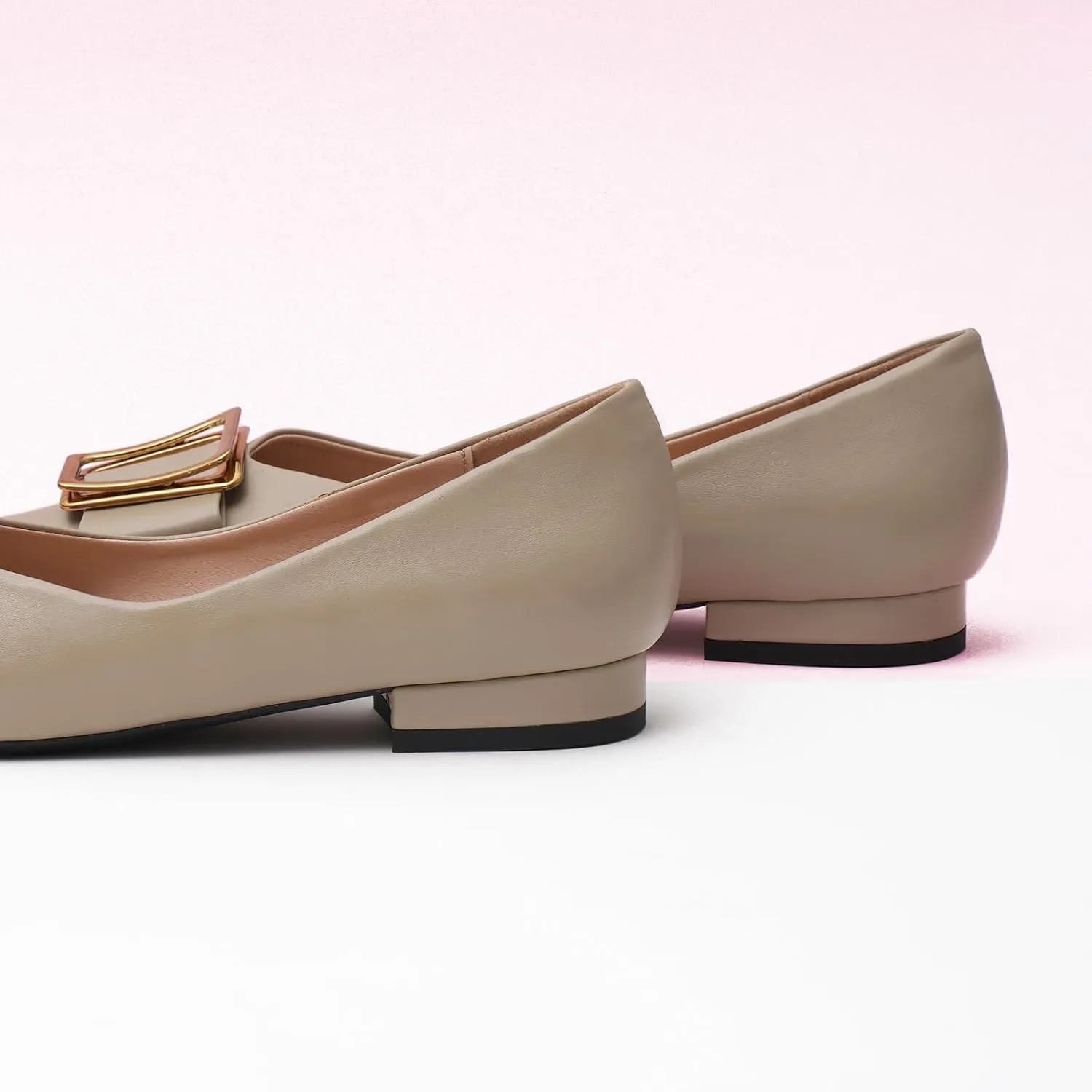 C.Paravano Women’s Pointed Toe Ballet Flats with Metal Buckle | Slip-On Dressy Flats for Women | Comfortable Work Flats | Office, Party, Wedding, Casual Wear Lightweight Women’s Flat Shoes