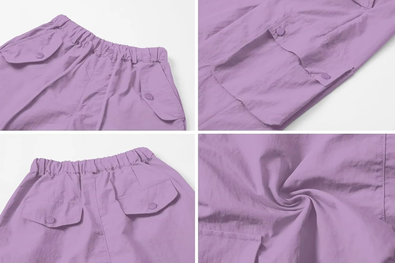 Cromoncent Girls & Womens High Waist Parachute Pants Y2K Waterproof Cargo Trousers with Pockets 6 Years-Women 3XL