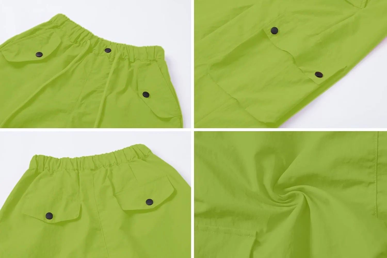 Cromoncent Girls & Womens High Waist Parachute Pants Y2K Waterproof Cargo Trousers with Pockets 6 Years-Women 3XL
