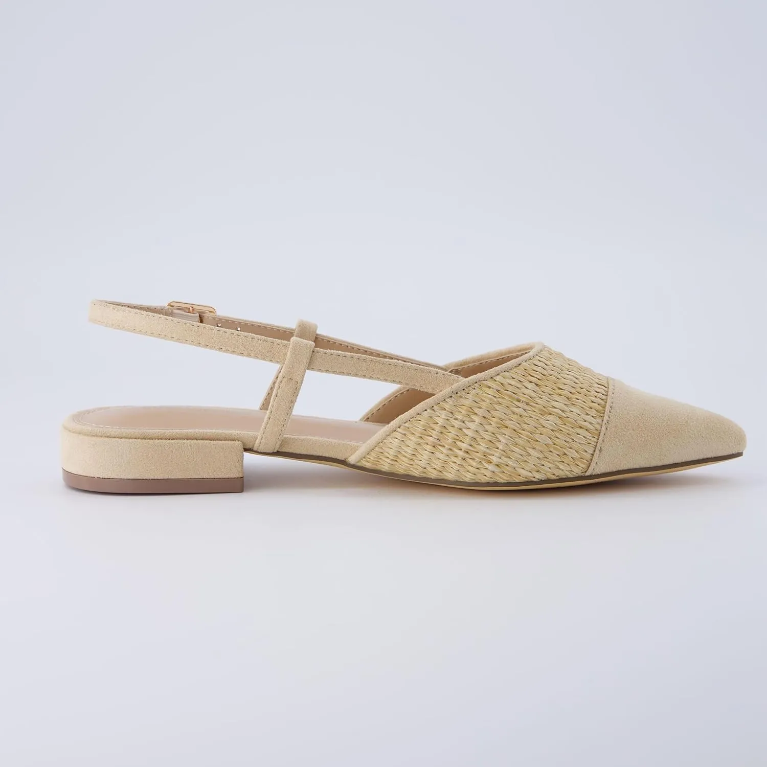 CUSHIONAIRE Women's Forgive Pointed Toe Sling Back Raffia Dress Shoe  Memory Foam, Wide Widths Available