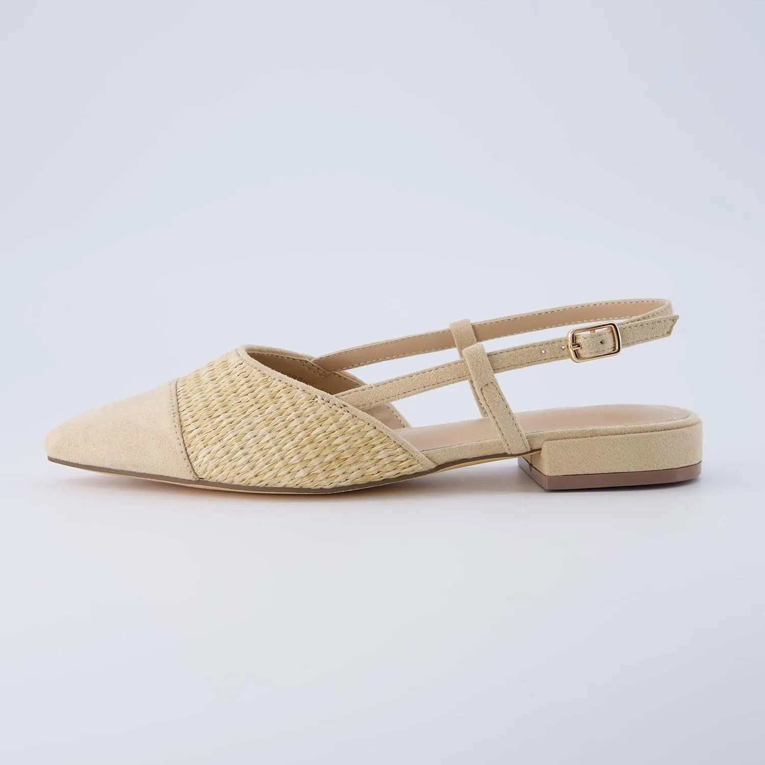 CUSHIONAIRE Women's Forgive Pointed Toe Sling Back Raffia Dress Shoe  Memory Foam, Wide Widths Available