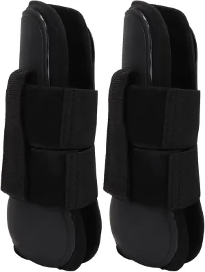 Cyrank Protective Horse Tendon Boots, Lightweight Open Front Boots for Horse Horse's Forelegs Boots Horse Sport Medicine Front Shock-Absorbing Boots for Jumping, Trail Riding, and Turnout, Black(M)