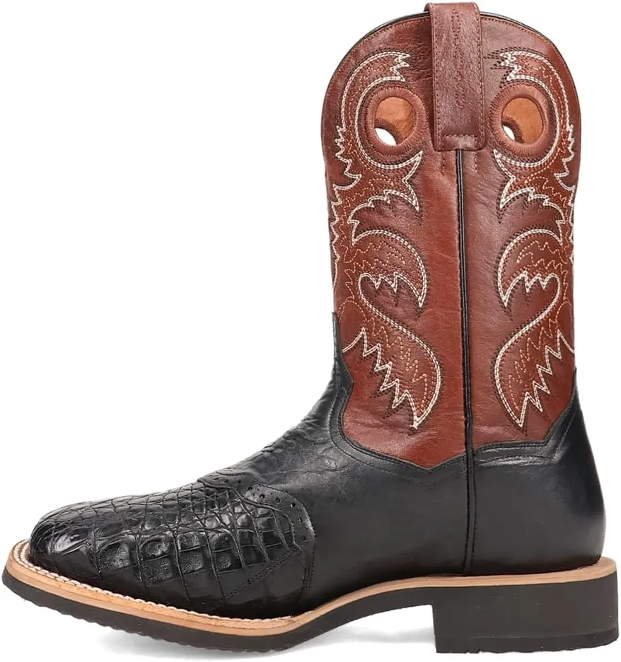 Dan Post Boots Mens Egan Embroidered Square Toe Pull On Dress Boots Mid Calf - Black, Brown