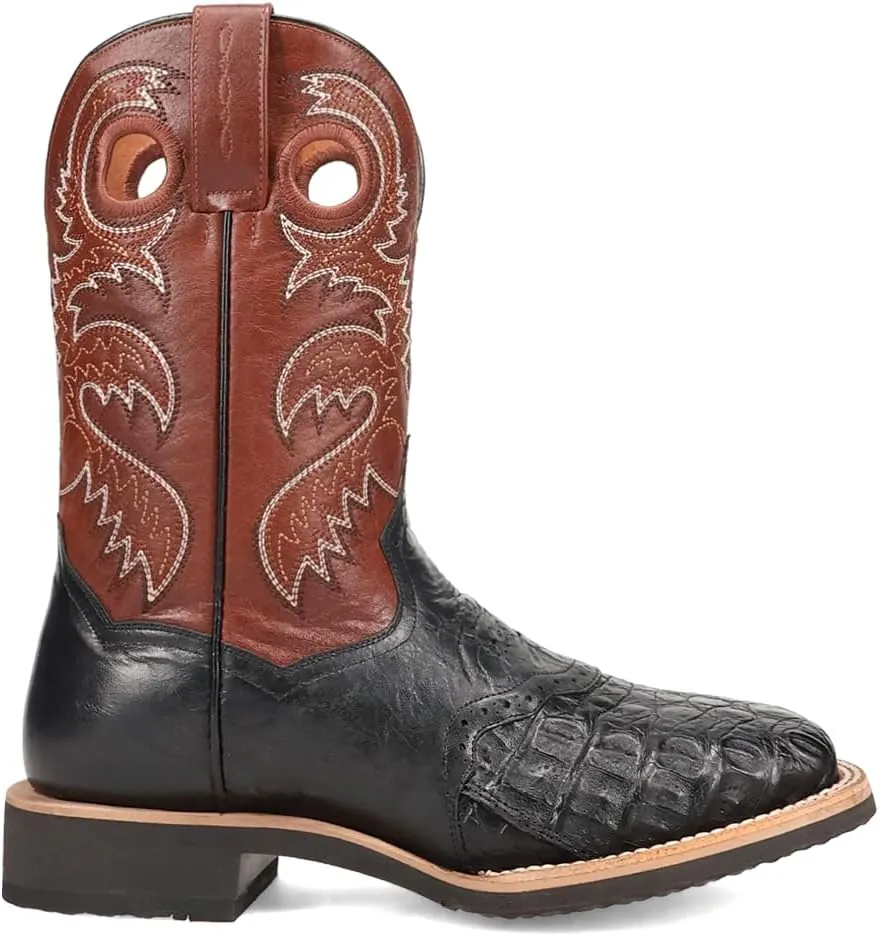 Dan Post Boots Mens Egan Embroidered Square Toe Pull On Dress Boots Mid Calf - Black, Brown