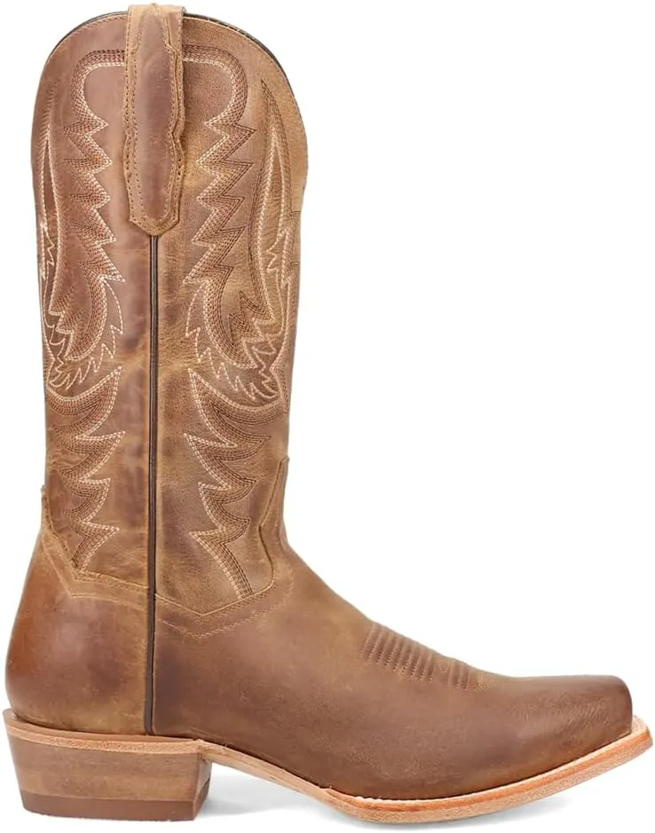Dan Post Boots Mens Roman Embroidered Square Toe Pull On Casual Boots Mid Calf - Brown