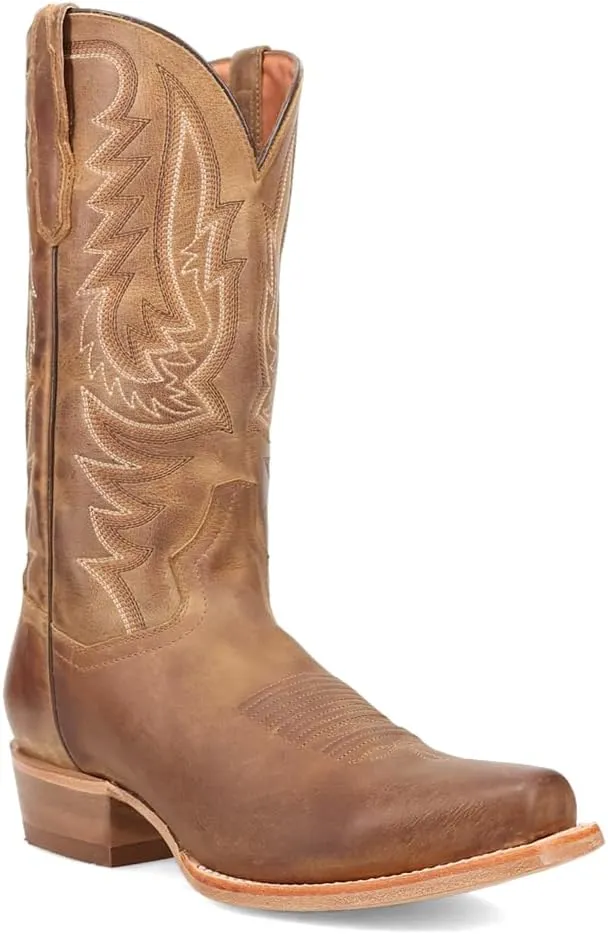 Dan Post Boots Mens Roman Embroidered Square Toe Pull On Casual Boots Mid Calf - Brown