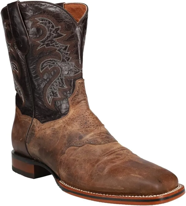 Dan Post Mens Franklin Embroidered Square Toe Pull On Casual Boots Mid Calf - Brown