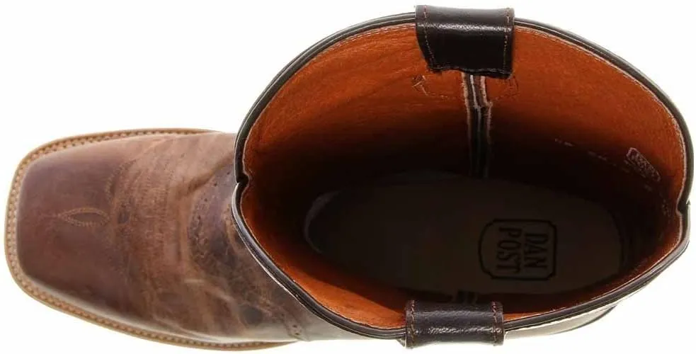Dan Post Mens Franklin Embroidered Square Toe Pull On Casual Boots Mid Calf - Brown