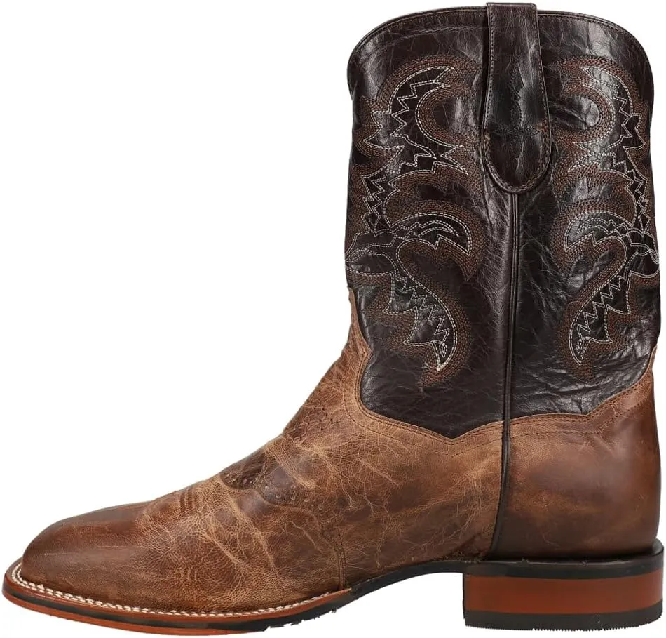 Dan Post Mens Franklin Embroidered Square Toe Pull On Casual Boots Mid Calf - Brown