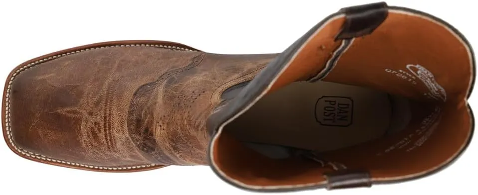 Dan Post Mens Franklin Embroidered Square Toe Pull On Casual Boots Mid Calf - Brown