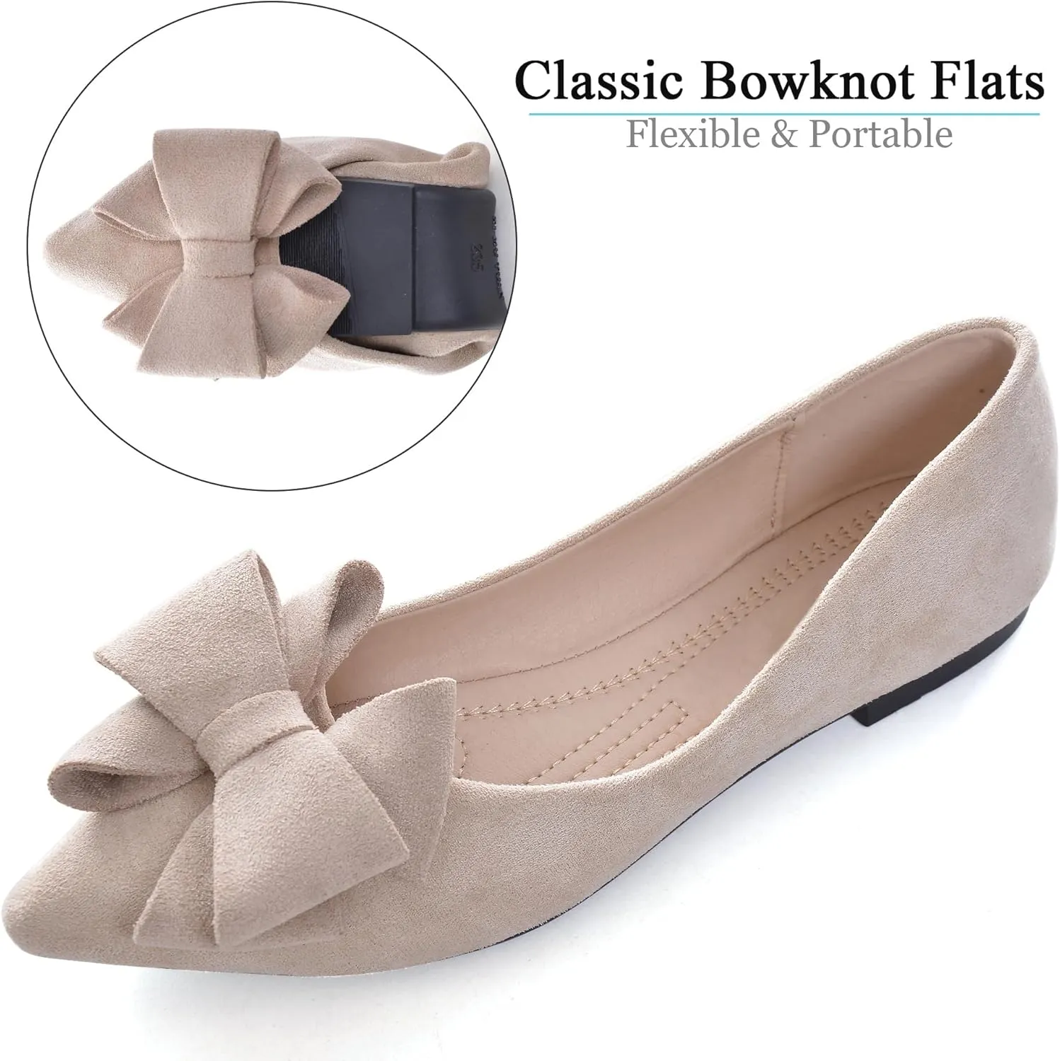 Dear Time Women's Flats Shoes Bowknot Dressy Ballets Loafers Wedding Business Casual Walking Shoes