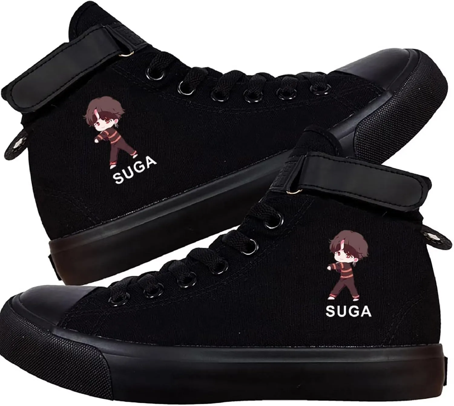 DHSPKN Kpop Idol Jungkook Shoes Jimin High Top Sneakers Cartoon Image J-Hope Rap Monster Jin SUGA V Signature Canvas Shoes