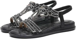 DKCHENH rhinestone sandals for women,Boho Plus Size Strass T Sandals and Clips.