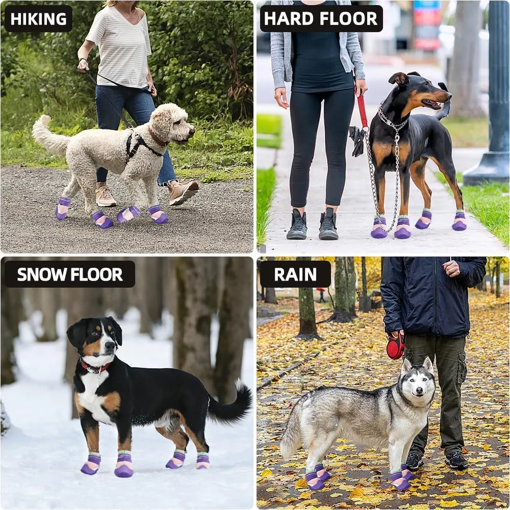Dog Shoes for Large Dogs Anti-Slip Dog Boots & Paw Protectors for Hot Pavement Waterproof Small Medium Large Dog Booties for Rainy Day Summer Hiking Winter Snowy Day Dog Booties 4PCS