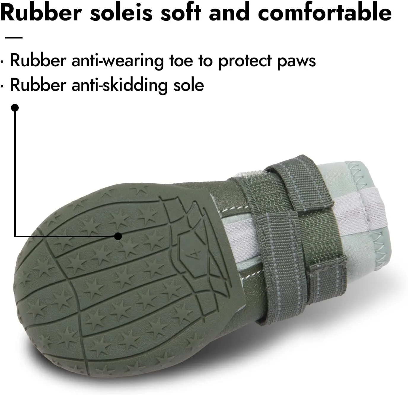Dog Shoes, Waterproof Dog Boots & Paw Protectors with Anti-Slip Sole, 4pcs/Set Pet Dog Booties, Reflective Dog Shoes for Small Medium Large, Winter Snowy Summer Hot Pavement (Green, 7# (XL))