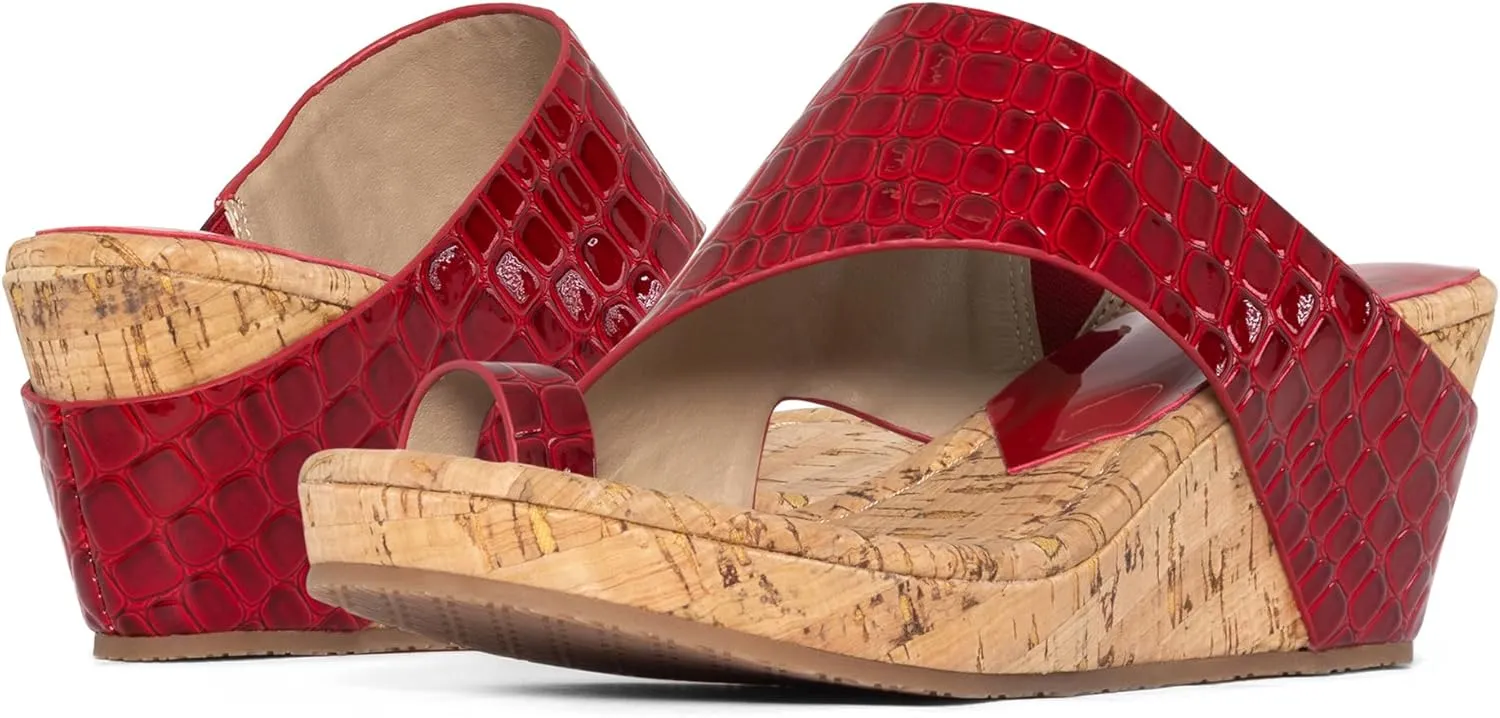 Donald J Pliner Women's Gyer Sandal – Distressed Metallic Leather Upper Wedge