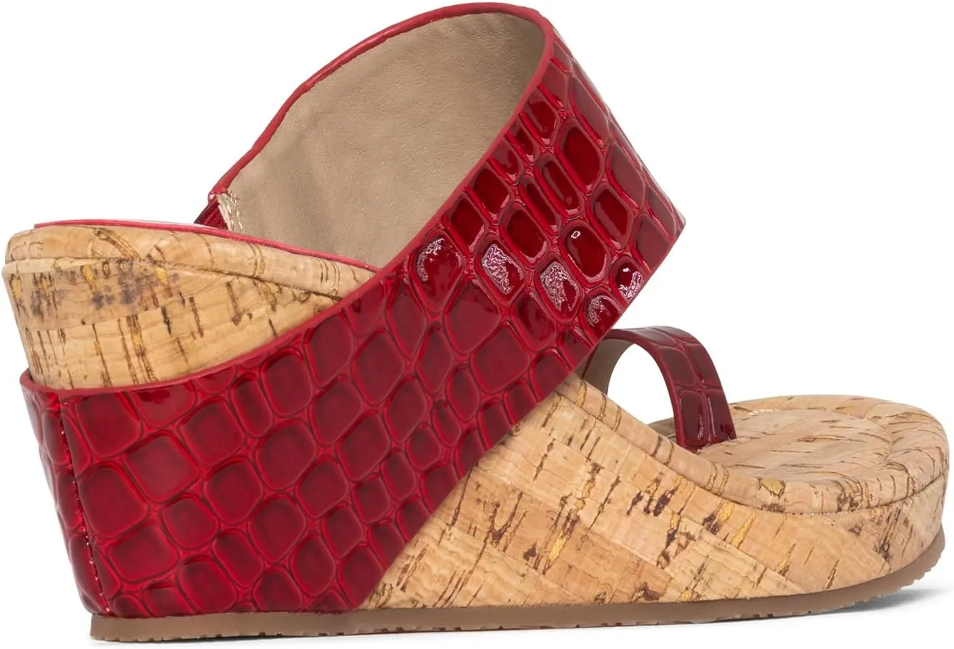 Donald J Pliner Women's Gyer Sandal – Distressed Metallic Leather Upper Wedge