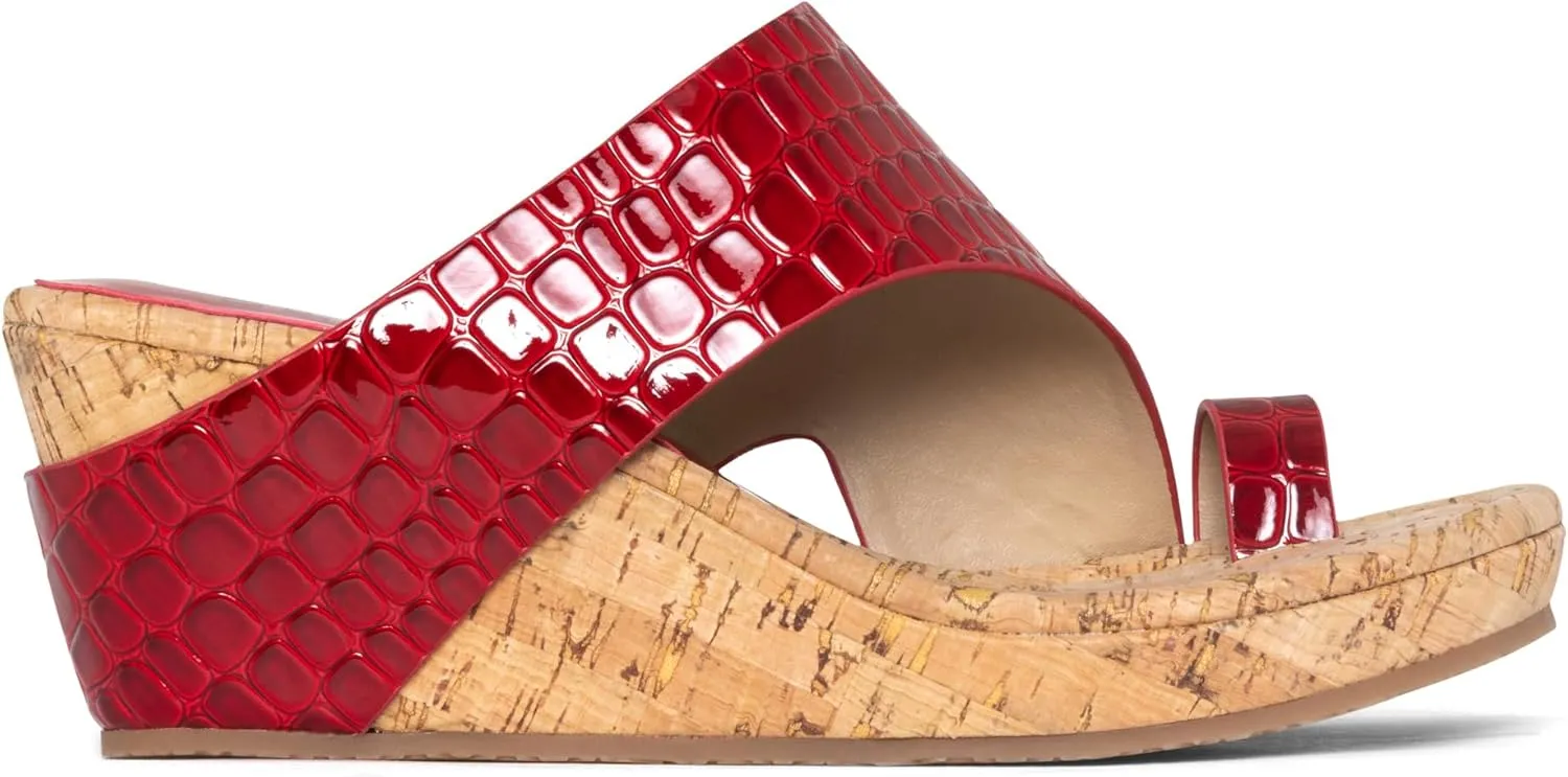 Donald J Pliner Women's Gyer Sandal – Distressed Metallic Leather Upper Wedge