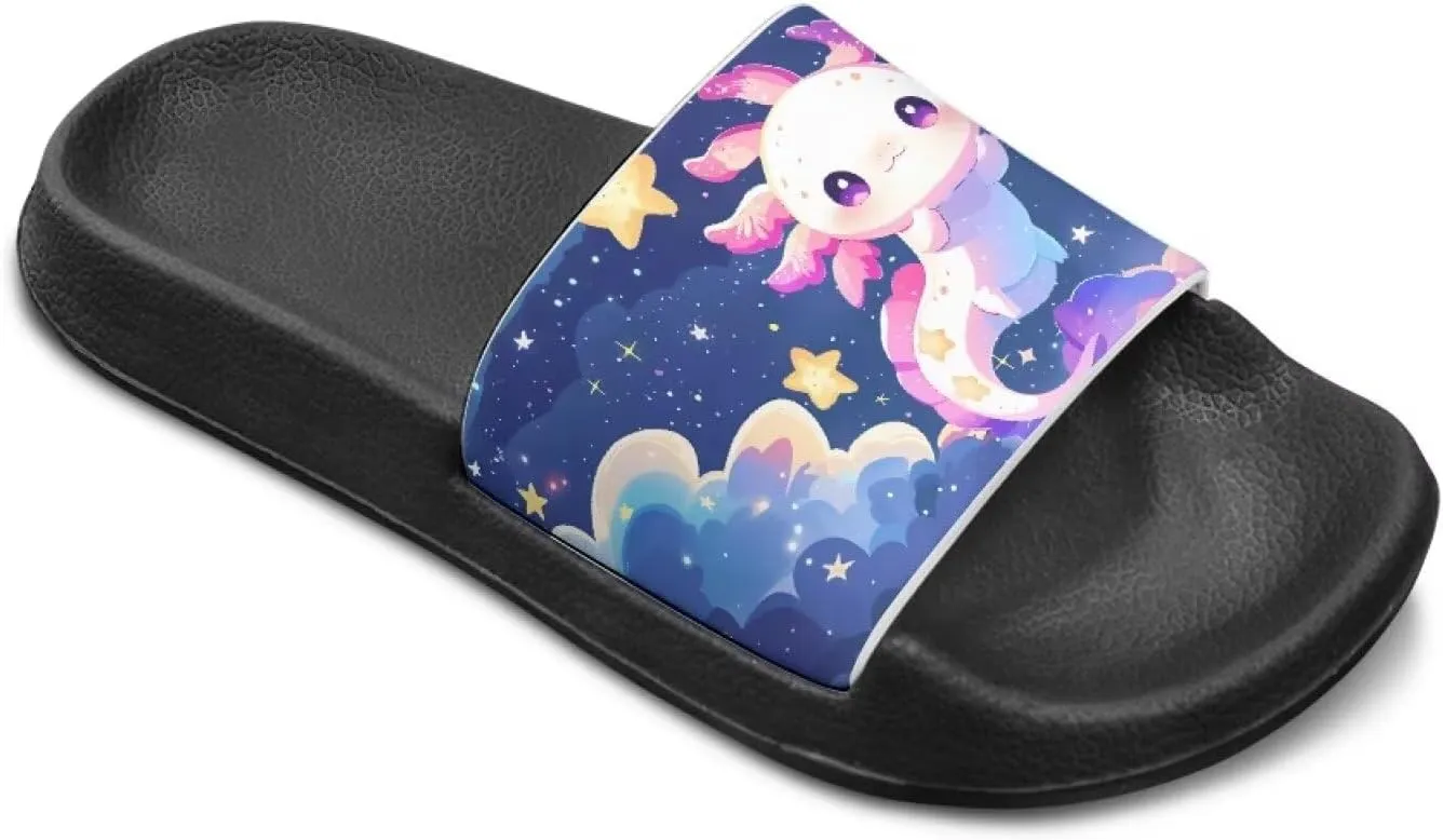 Doojoayie Anti Slp Slides for Kid Girls-Cute Axolotl Shower Shoes for Outdoor Beach