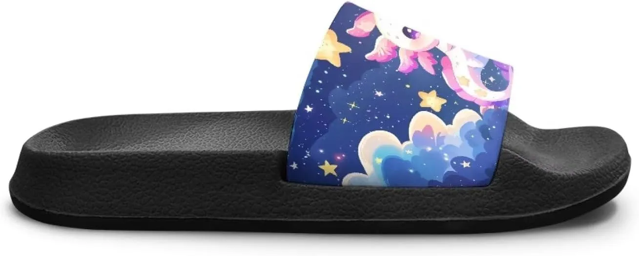 Doojoayie Anti Slp Slides for Kid Girls-Cute Axolotl Shower Shoes for Outdoor Beach