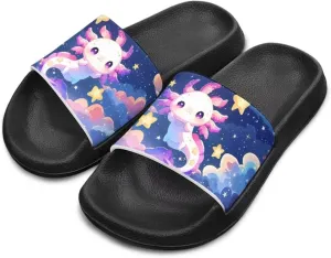 Doojoayie Anti Slp Slides for Kid Girls-Cute Axolotl Shower Shoes for Outdoor Beach