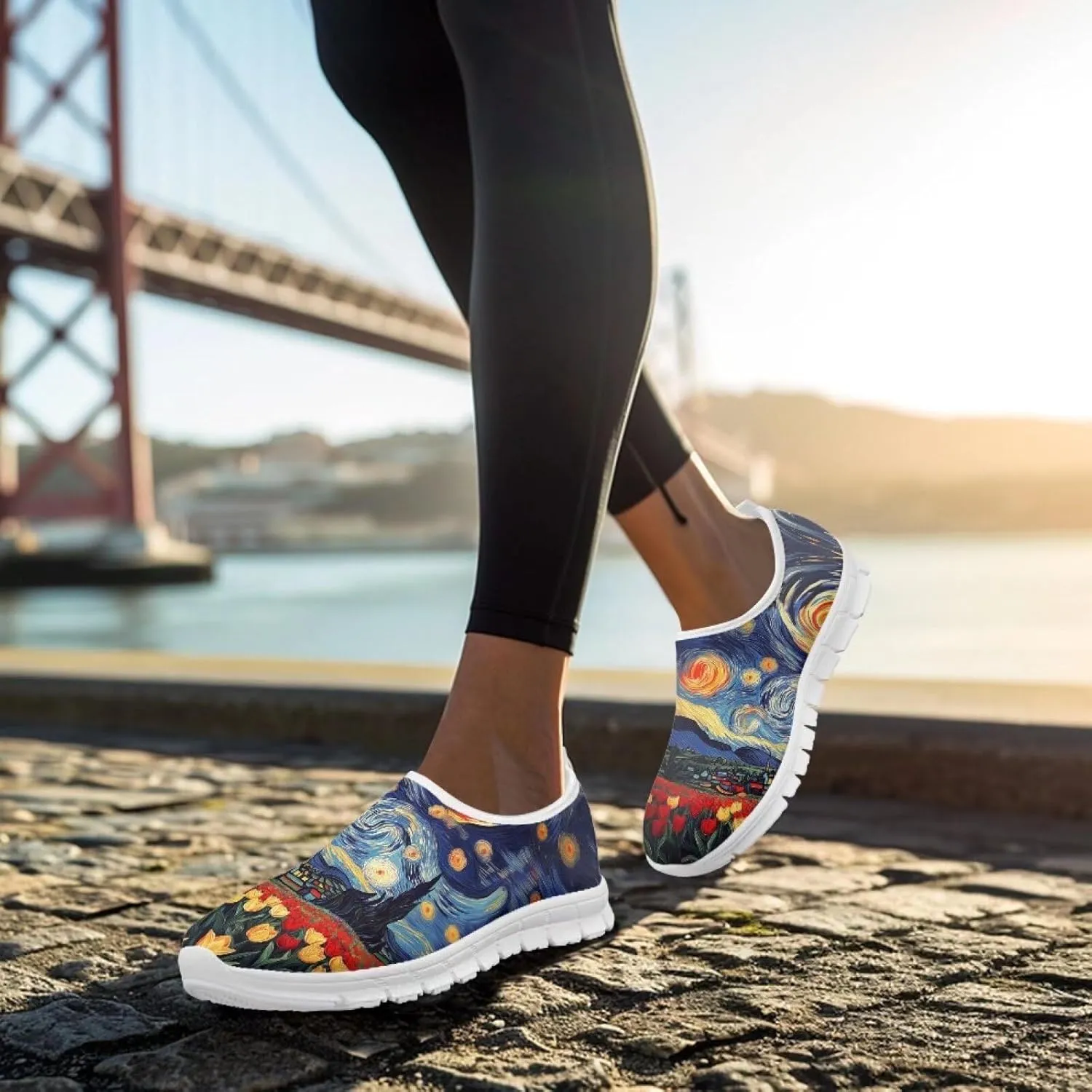 Doojoayie Art Printed Women Slip On Shoes for Ladies Tennis Shoes Daily Casual Footwear