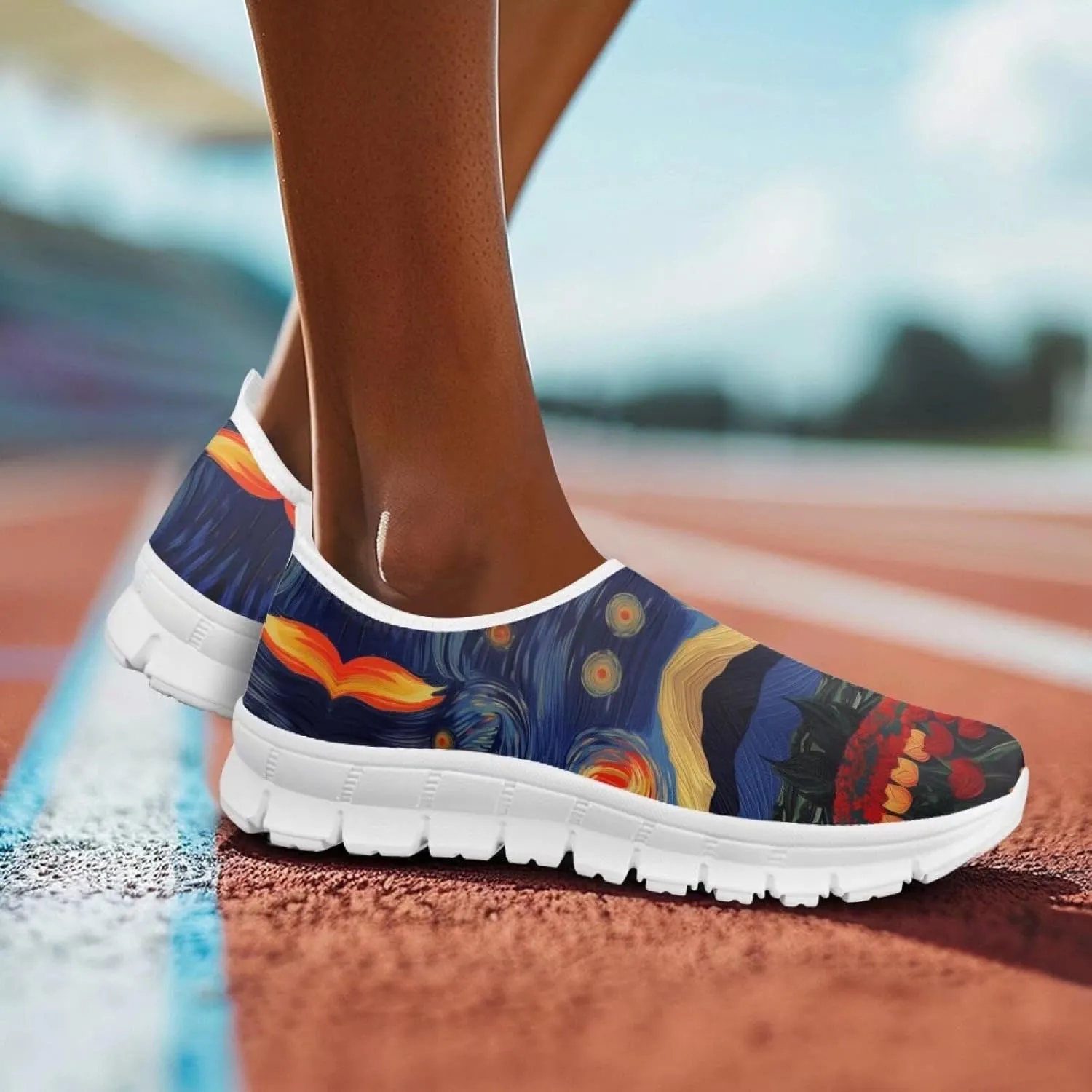 Doojoayie Art Printed Women Slip On Shoes for Ladies Tennis Shoes Daily Casual Footwear