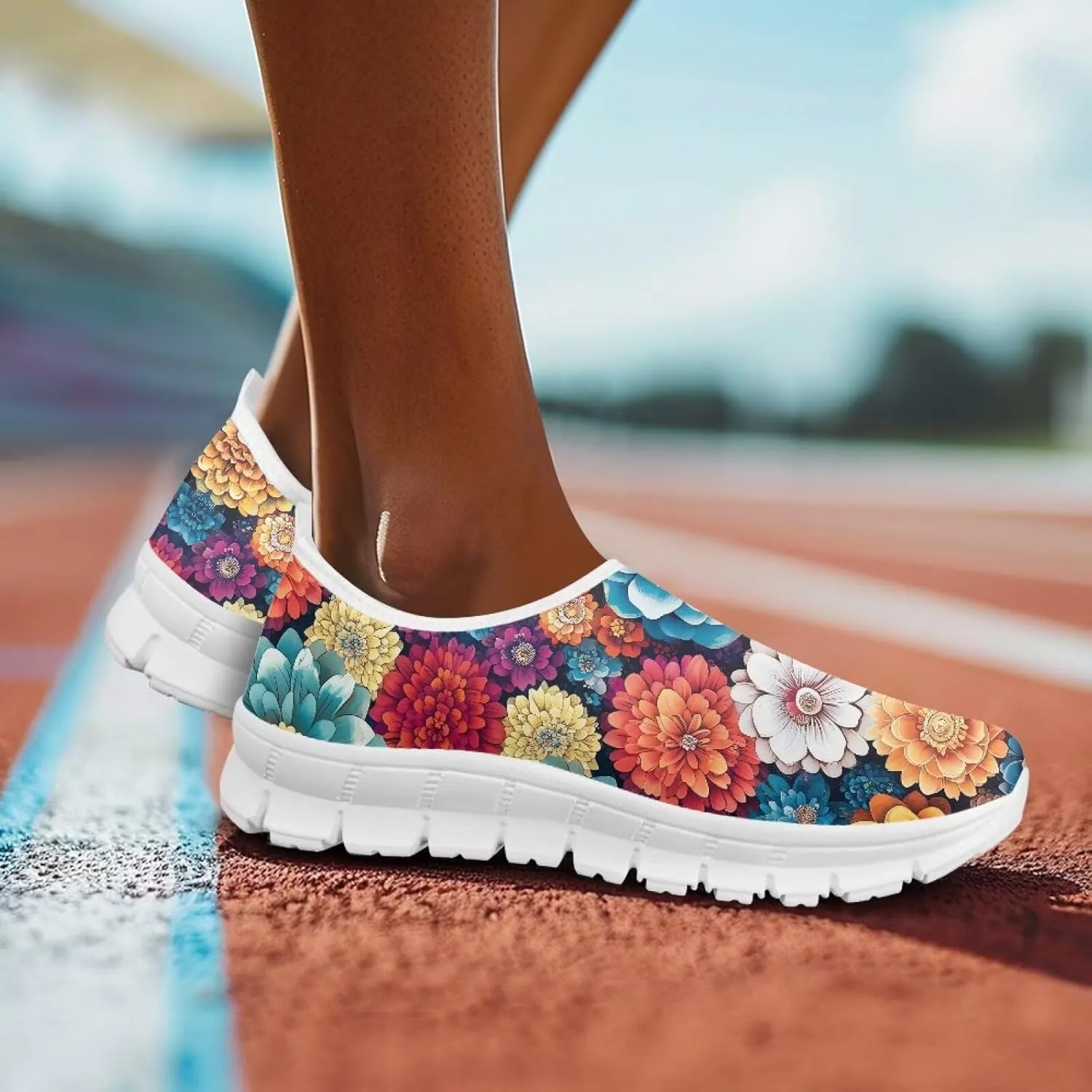 Doojoayie Art Printed Women Slip On Shoes for Ladies Tennis Shoes Daily Casual Footwear