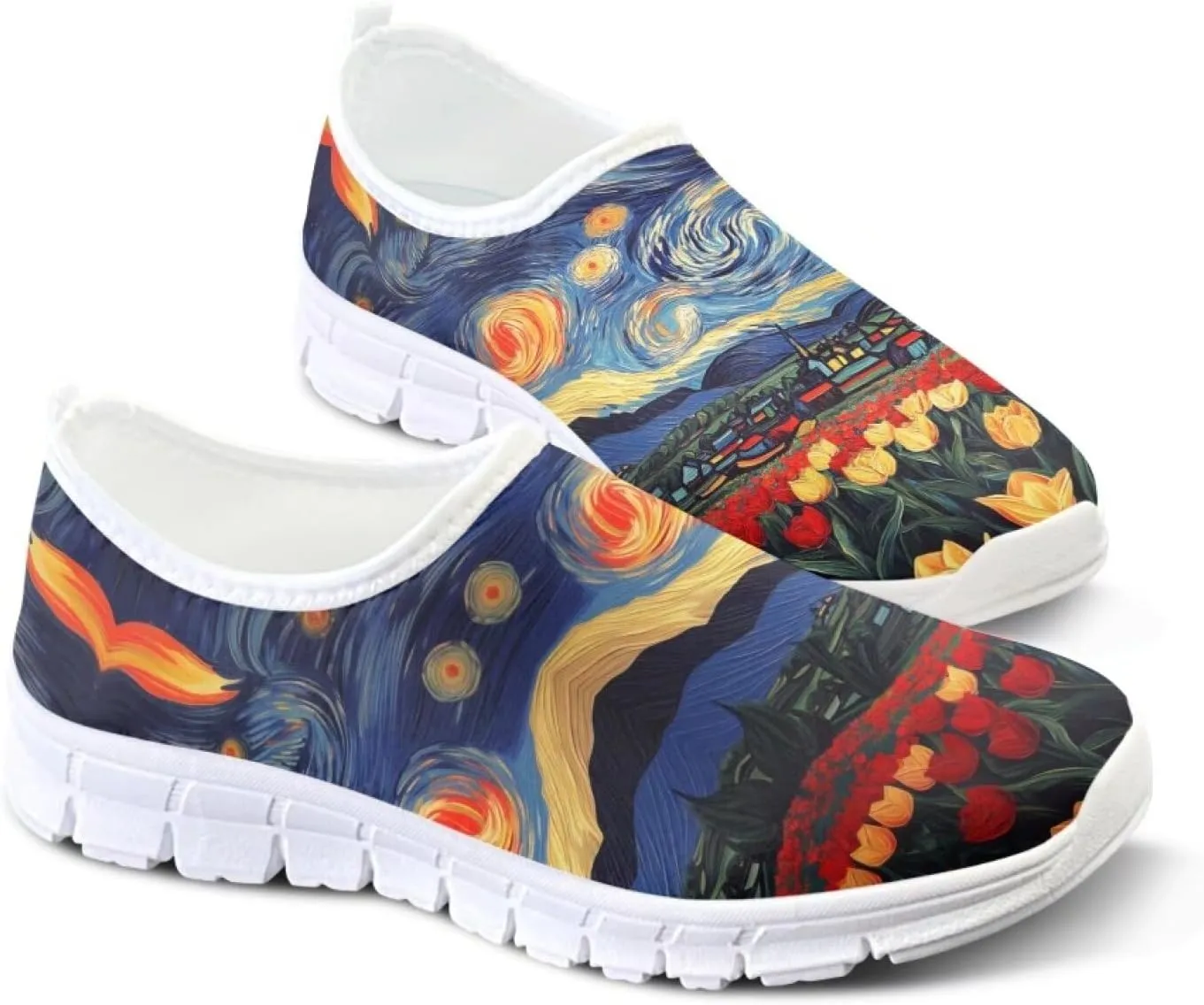 Doojoayie Art Printed Women Slip On Shoes for Ladies Tennis Shoes Daily Casual Footwear
