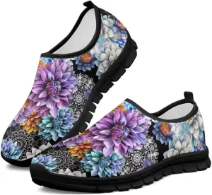 Doojoayie Floral Theme Shoes for Women Slip On Shoes Summer Casual Shoes for Travel