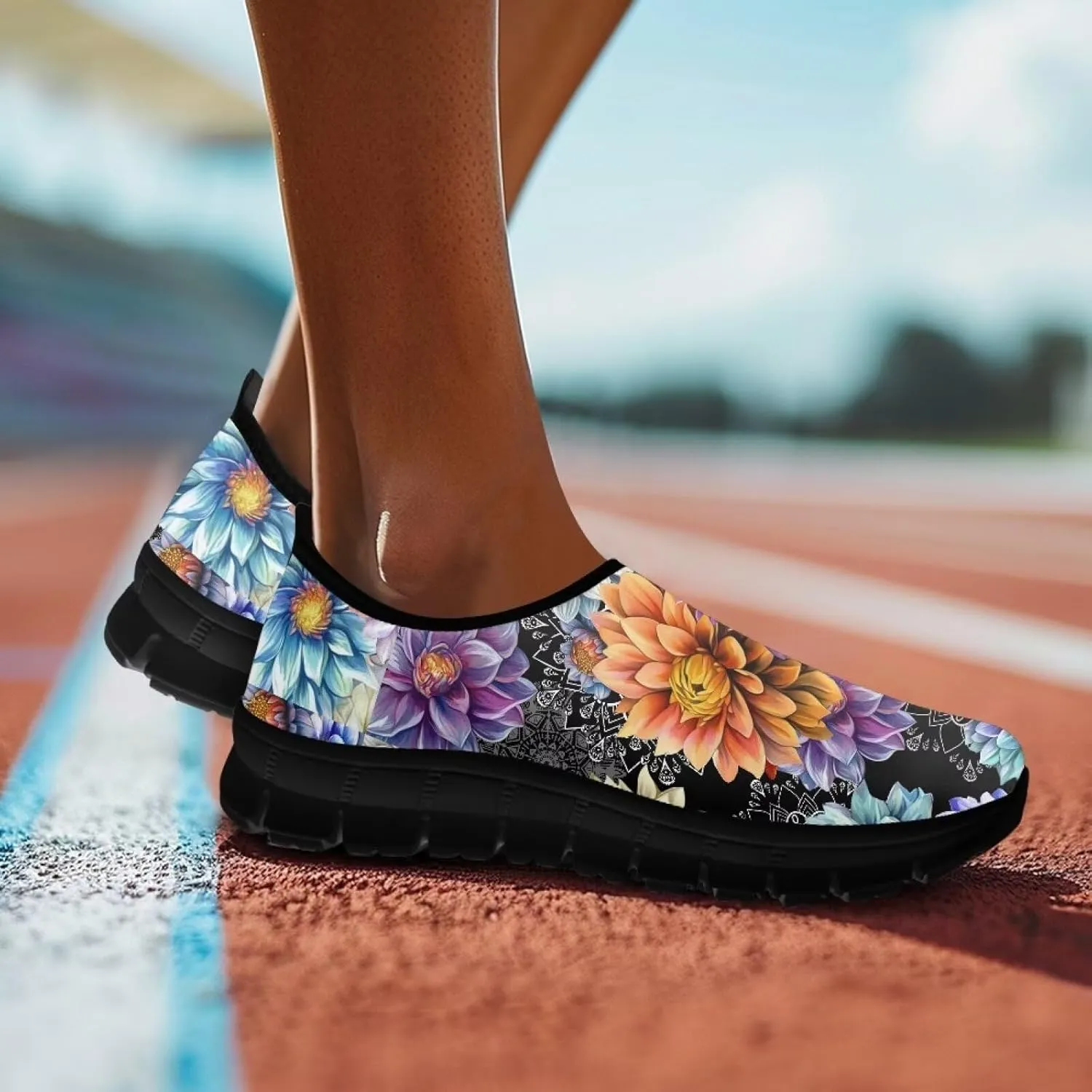 Doojoayie Floral Theme Shoes for Women Slip On Shoes Summer Casual Shoes for Travel