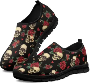 Doojoayie Gothic Womens Casual Shoes Slip in Walking Shoes for Adults as Loafers