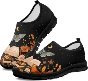 Doojoayie Gothic Womens Casual Shoes Slip in Walking Shoes for Adults as Loafers