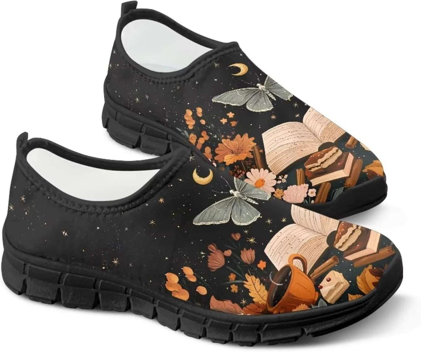 Doojoayie Gothic Womens Casual Shoes Slip in Walking Shoes for Adults as Loafers