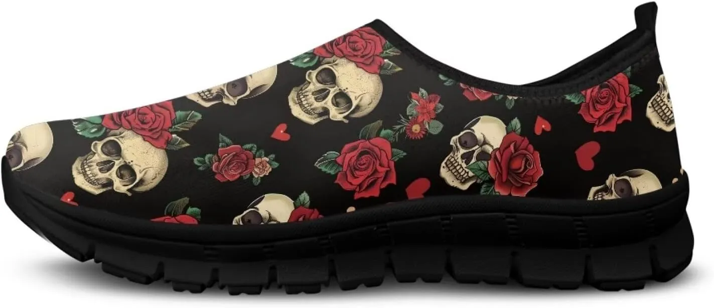 Doojoayie Gothic Womens Casual Shoes Slip in Walking Shoes for Adults as Loafers