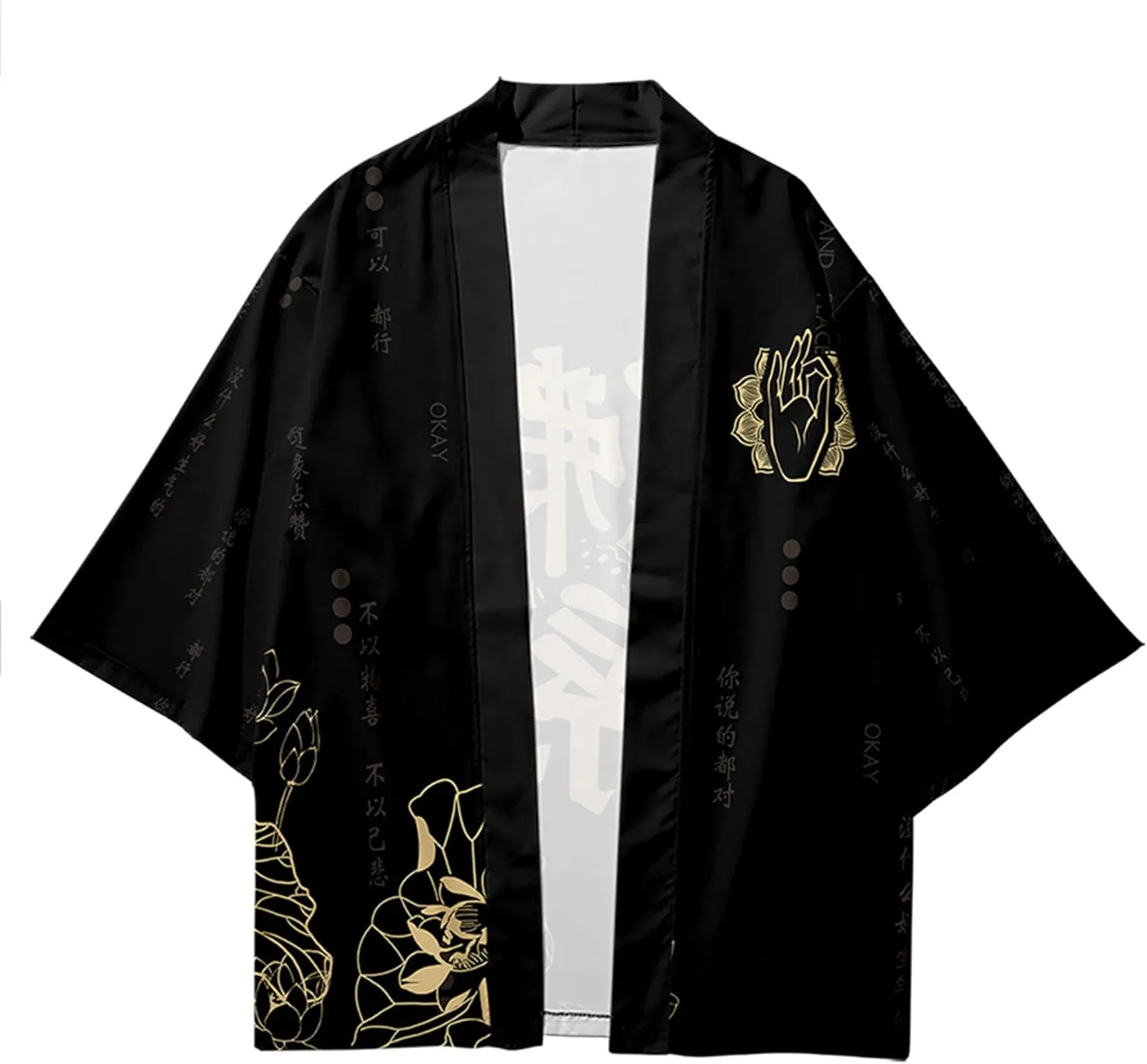DOSLAVIDA Men's Japanese Kimono Jacket Set Stylish Open Front Coat With Shorts Chinese Style Printed Cardigan Suits