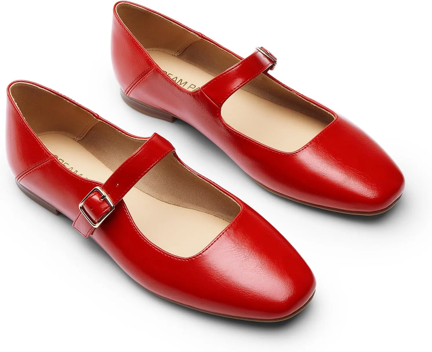 DREAM PAIRS Women's Flats Square Toe Mary Jane Flats Comfortable Casual Slip On Dress Shoes Ballet Flats with Buckle Strap Casual Work Office Mary Jane Shoes