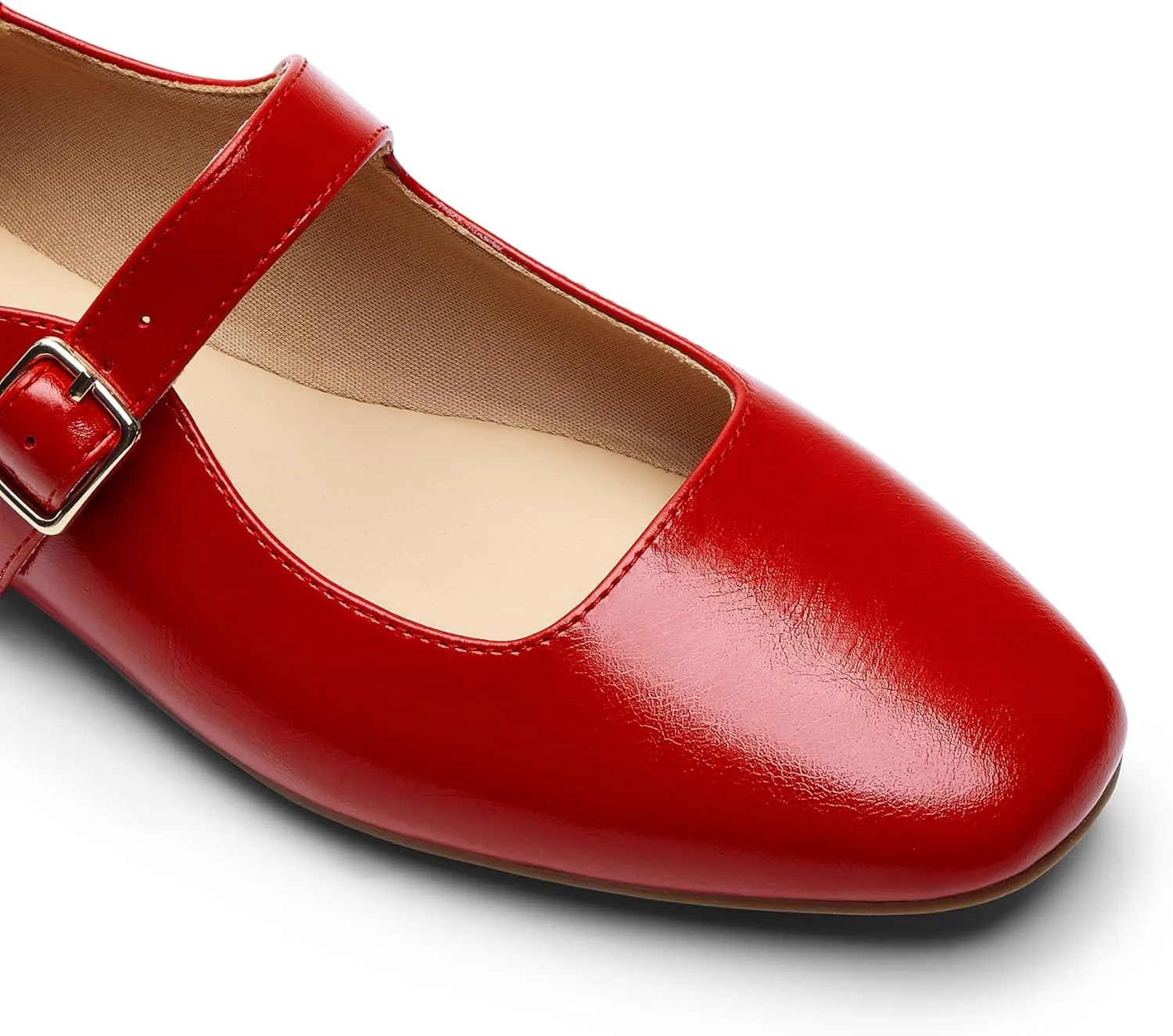DREAM PAIRS Women's Flats Square Toe Mary Jane Flats Comfortable Casual Slip On Dress Shoes Ballet Flats with Buckle Strap Casual Work Office Mary Jane Shoes