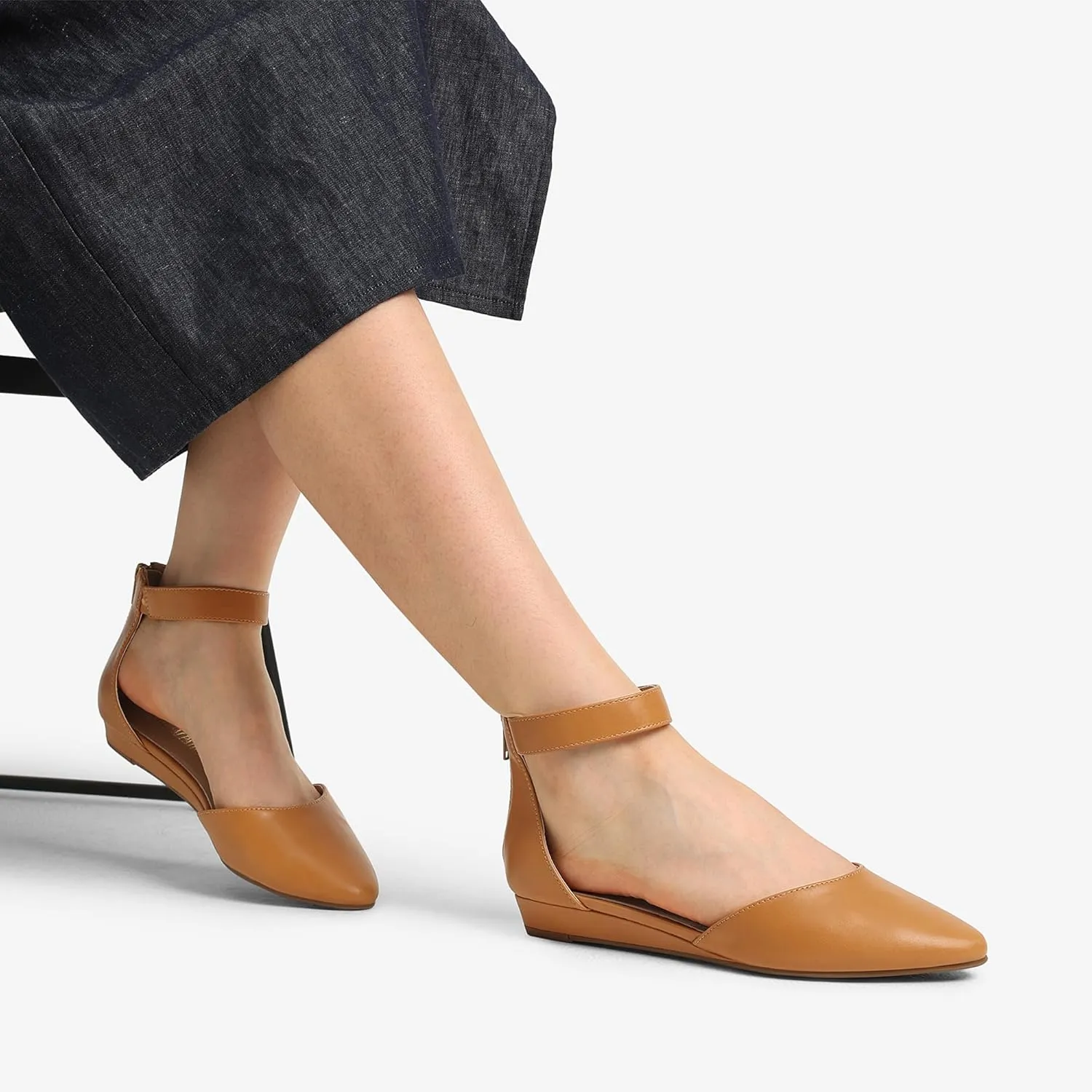 DREAM PAIRS Women's Low Wedge Ankle Strap Dress Flats Shoes