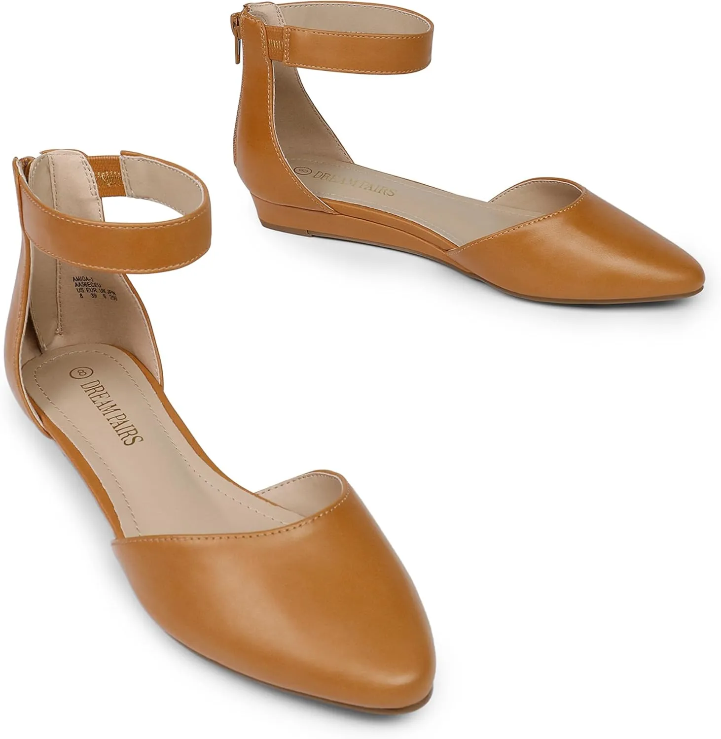 DREAM PAIRS Women's Low Wedge Ankle Strap Dress Flats Shoes