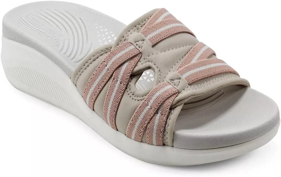 Easy Spirit Womens Wisher 2 Cushioned Footbed Peep-Toe Slide Sandals
