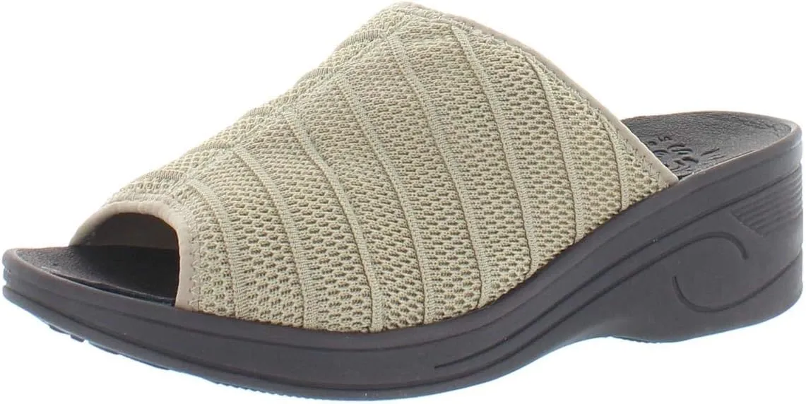 Easy Street SoLite Womens Airy Knit Open Toe Wedge Sandals Tan 8 Medium (B,M)