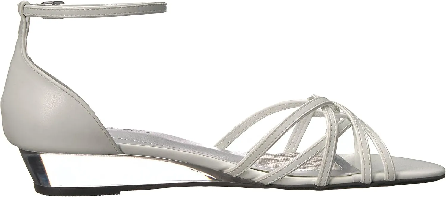 Easy Street Womens Tarrah Faux Leather Crossover Wedge Sandals