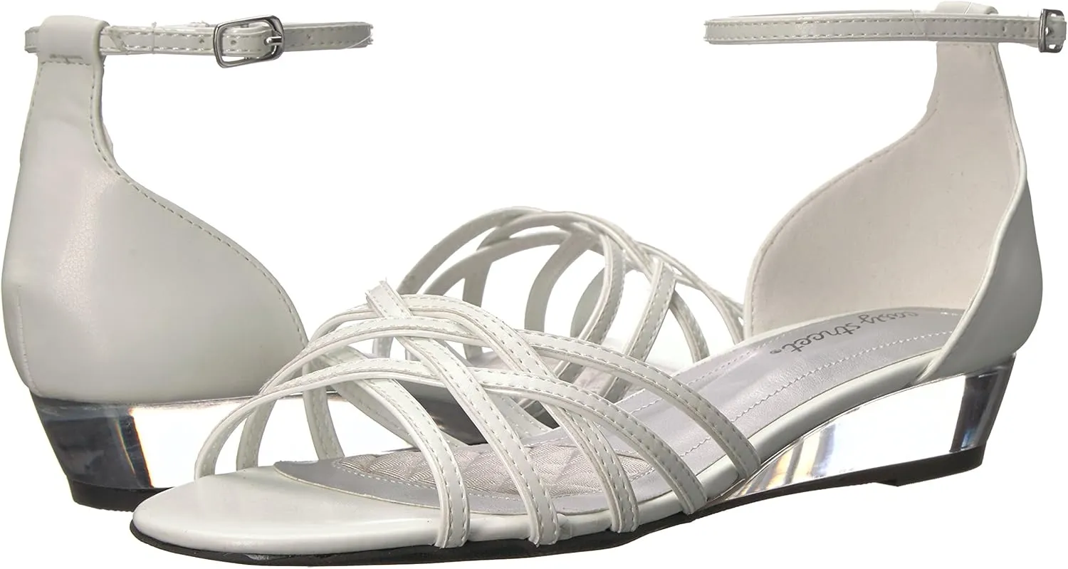 Easy Street Womens Tarrah Faux Leather Crossover Wedge Sandals