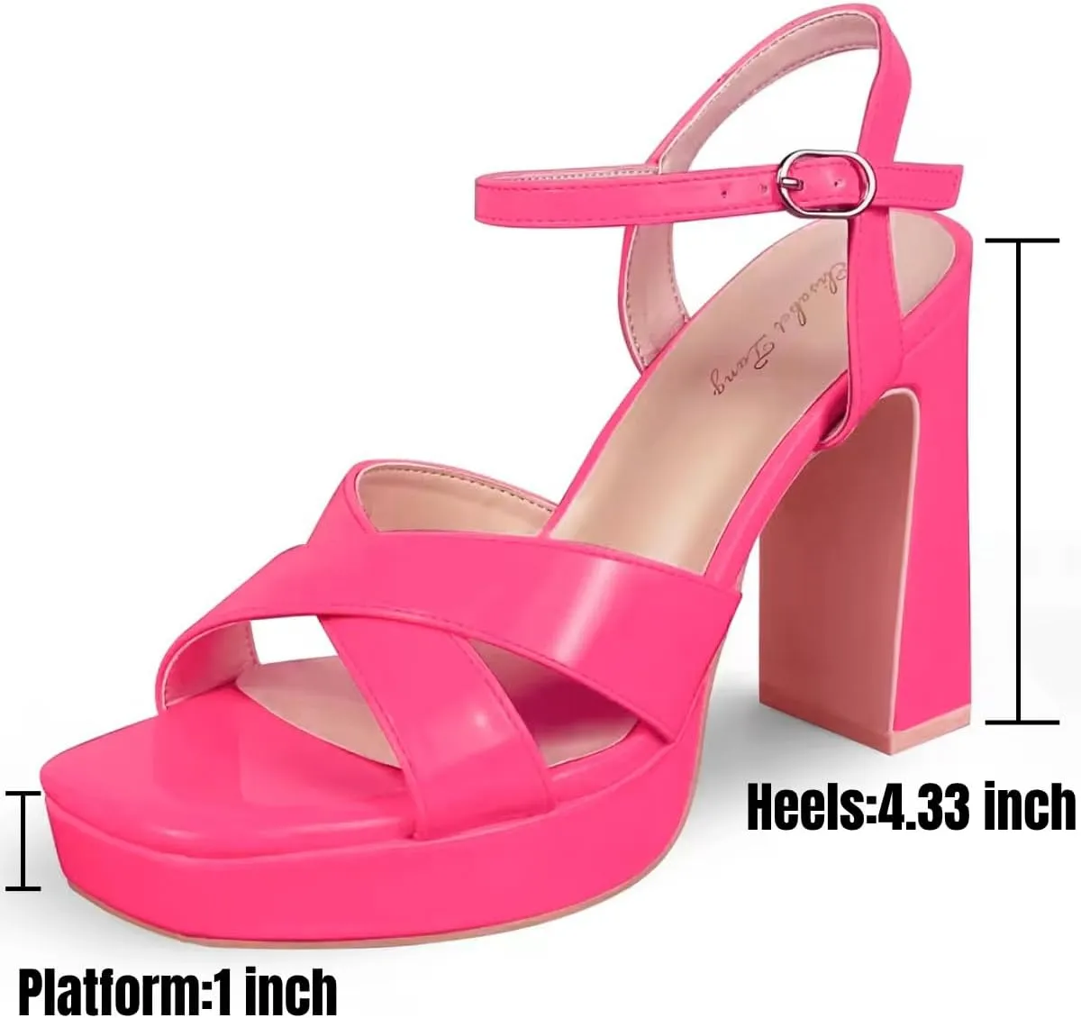 Elisabet Tang Chunky Platform Heeled Sandals for Women Sexy Square Toe Heels High Ankle Strappy Sandals for Summer Wedding Party Prom and Dating