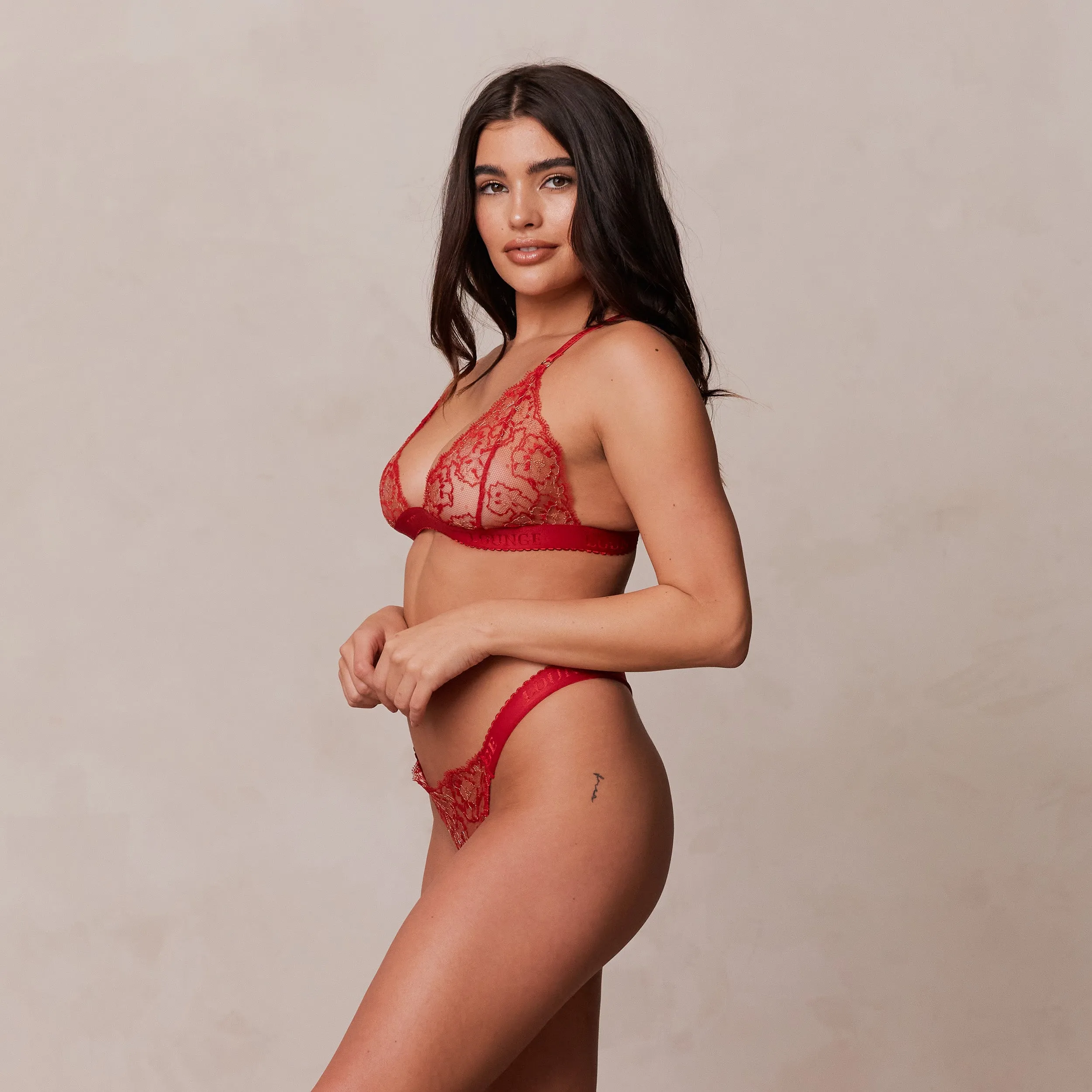 Embroidered Triangle Soutien-Gorge - Bordeaux