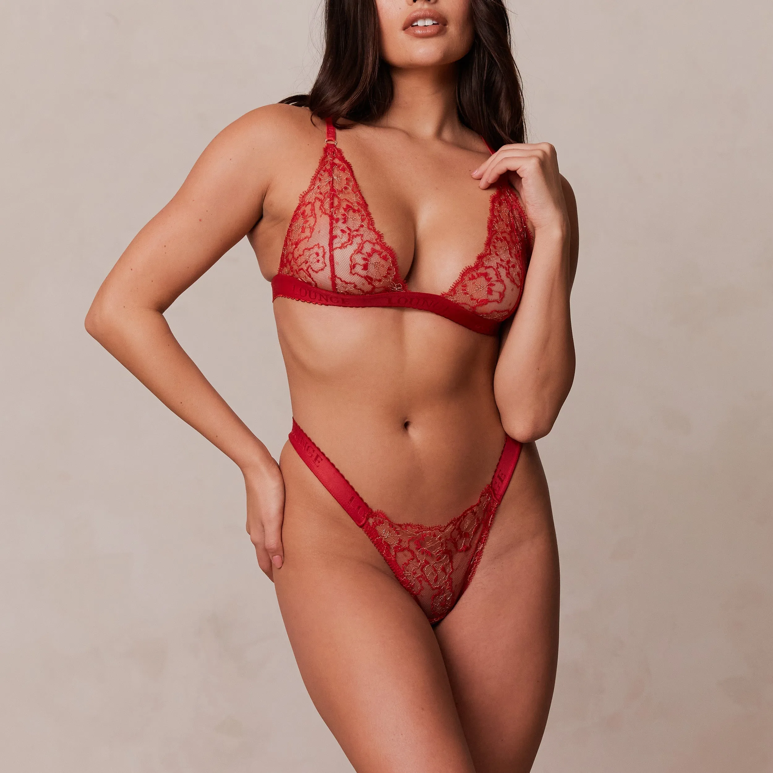 Embroidered Triangle Soutien-Gorge - Bordeaux