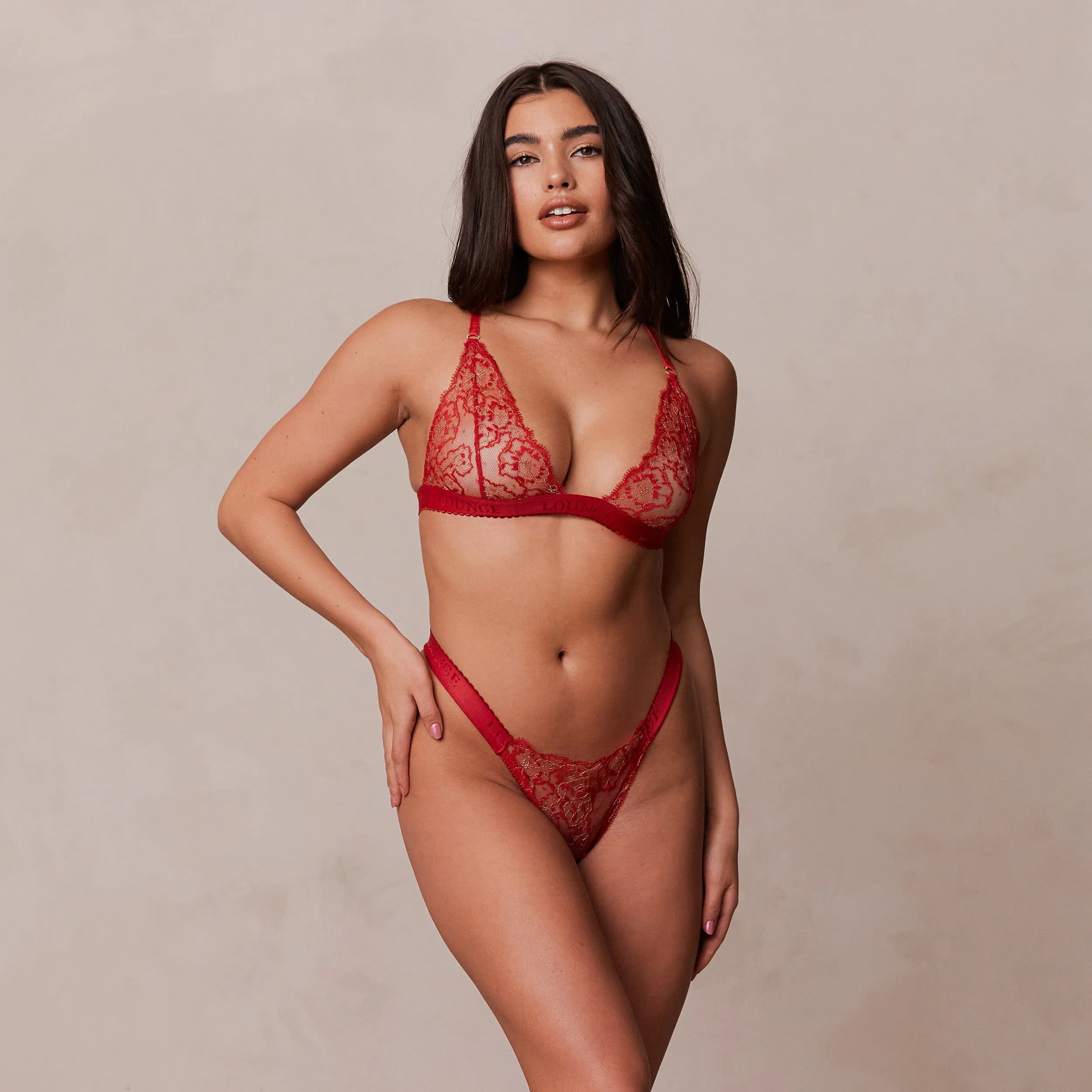 Embroidered Triangle Soutien-Gorge - Bordeaux